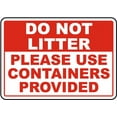 thumbnail image 1 of Vinyl Stickers - Do Not Litter Use Containers Sign - Safety and Warning Warehouse Signs Stickers - 18" x 24" - 6 Pack, 1 of 5