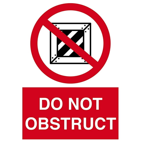 Vinyl Stickers - Do Not Obstruct Sign - Safety and Warning Warehouse Signs Stickers - 10" x 7" - 3 Pack