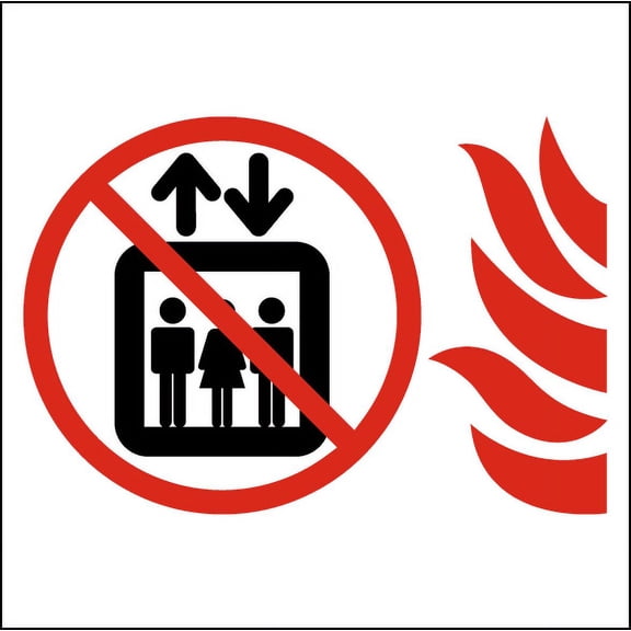 Vinyl Stickers - Do Not Use Elevator in Case of Fire Sign - Safety and Warning Warehouse Signs Stickers - 3.5" x 5" - 3 Pack