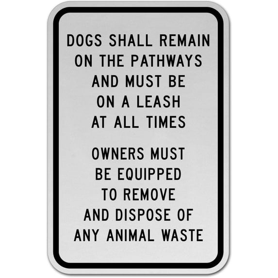 Vinyl Stickers - Dogs Shall Remain on Pathways Sign - Safety and Warning Warehouse Signs Stickers - 3.5" x 5" - 10 Pack