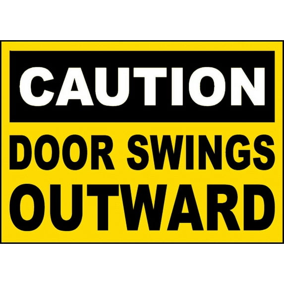Vinyl Stickers - Door Swings Outward Sign - Safety and Warning Warehouse Signs Stickers - 3.5" x 5" - 3 Pack