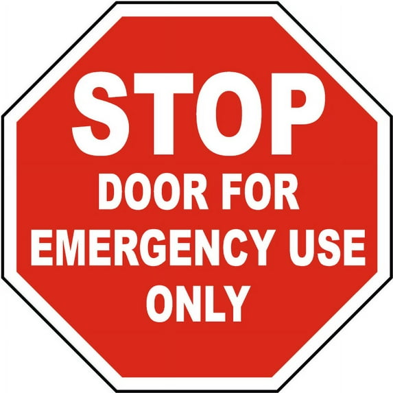 Vinyl Stickers - Door for Emergency Use Only Sign 1 - Safety and Warning Warehouse Signs Stickers - 10" x 7" - 6 Pack