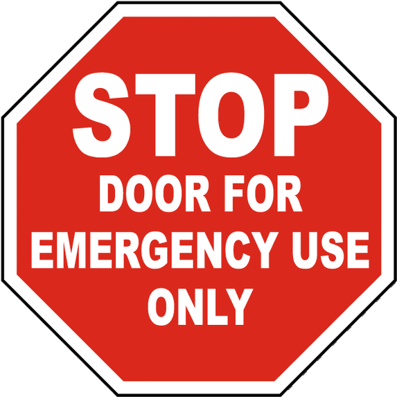 Vinyl Stickers - Door for Emergency Use Only Sign 1 - Safety and Warning Warehouse Signs Stickers - 18" x 24" - 10 Pack
