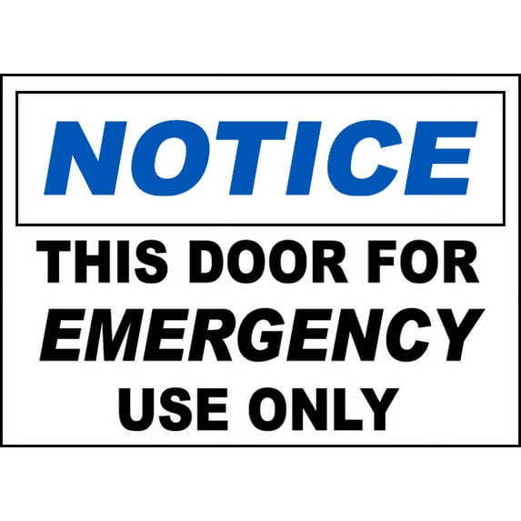 Vinyl Stickers - Door for Emergency Use Only Sign - Safety and Warning Warehouse Signs Stickers - 13" x 9" - 6 Pack