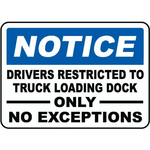Vinyl Stickers - Drivers Restricted to Loading Dock Sign - Safety and Warning Warehouse Signs Stickers - 3.5" x 5" - 6 Pack