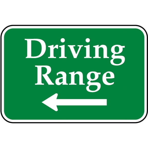 Vinyl Stickers - Driving Range (Left Arrow) Sign D6 - Safety and Warning Warehouse Signs Stickers - 10" x 7" - 3 Pack