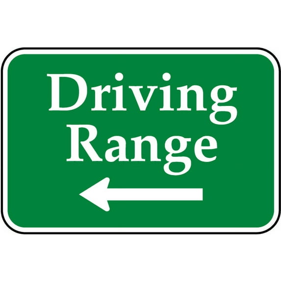 Vinyl Stickers - Driving Range (Left Arrow) Sign D6 - Safety and Warning Warehouse Signs Stickers - 18" x 24" - 10 Pack