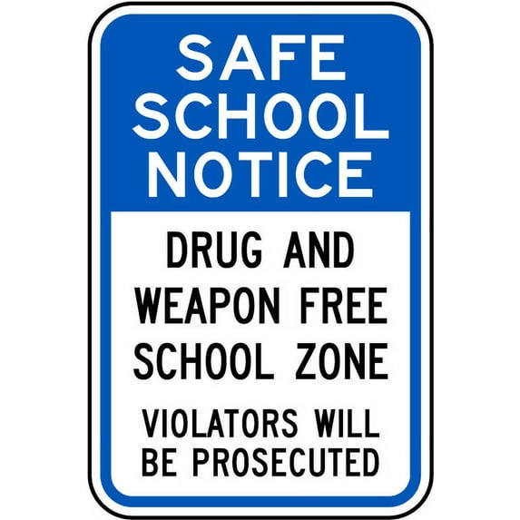 Vinyl Stickers - Drug and Weapon Free School Sign - Safety and Warning Warehouse Signs Stickers - 18" x 24" - 6 Pack