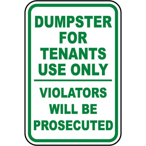 Vinyl Stickers - Dumpster for Use by Tenants Only Sign - Safety and Warning Warehouse Signs Stickers - 3.5" x 5" - 3 Pack