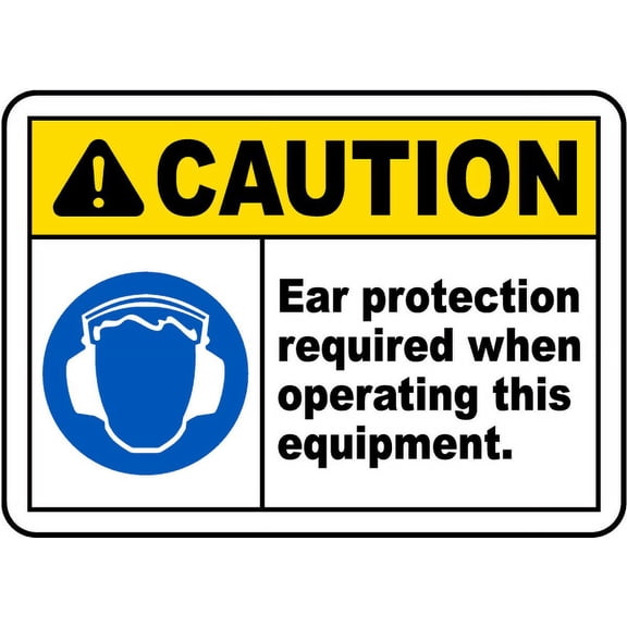 Vinyl Stickers - Ear Protection Required Sign 3 - Safety and Warning Warehouse Signs Stickers - 18" x 24" - 3 Pack