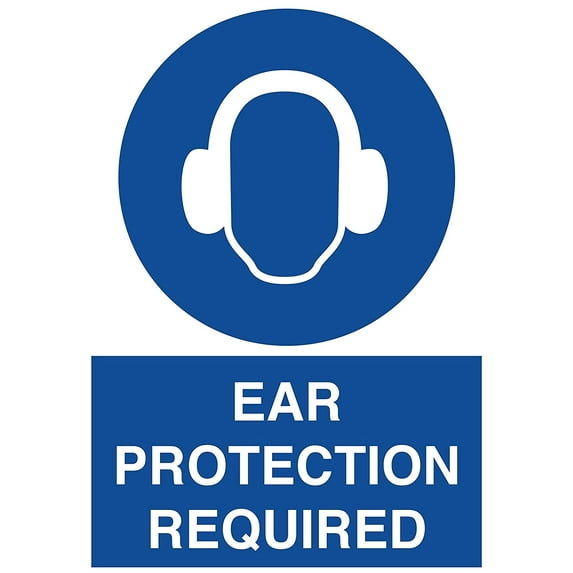 Vinyl Stickers - Ear Protection Required Sign E5 - Safety and Warning Warehouse Signs Stickers - 10" x 7" - 6 Pack