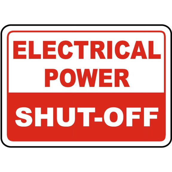 Vinyl Stickers - Electrical Power Shut-Off Sign - Safety and Warning Warehouse Signs Stickers - 3.5" x 5" - 6 Pack