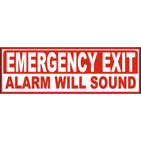Vinyl Stickers - Emergency Exit Alarm Will Sound Sign - Safety and Warning Warehouse Signs Stickers - 10" x 7" - 3 Pack