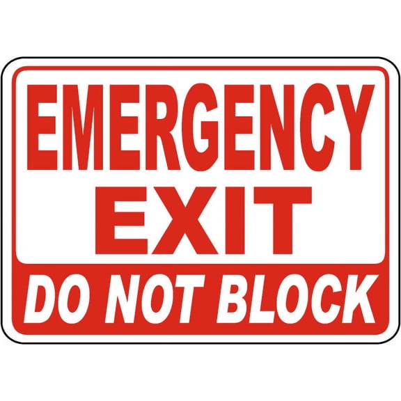 Vinyl Stickers - Emergency Exit Do Not Block Sign F3 - Safety and Warning Warehouse Signs Stickers - 3.5" x 5" - 3 Pack