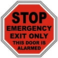 thumbnail image 1 of Vinyl Stickers - Emergency Exit Only Door Alarmed Sign - Safety and Warning Warehouse Signs Stickers - 10" x 7" - 3 Pack, 1 of 5