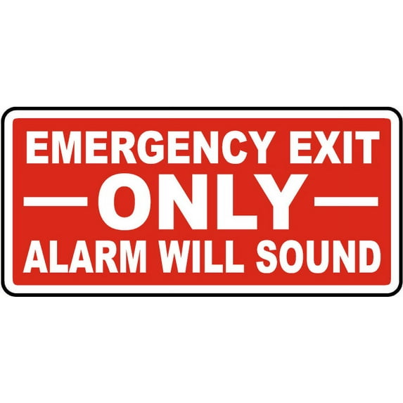Vinyl Stickers - Emergency Exit Only Sign 1 - Safety and Warning Warehouse Signs Stickers - 3.5" x 5" - 6 Pack