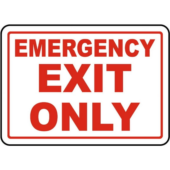 Vinyl Stickers - Emergency Exit Only Sign 4 - Safety and Warning Warehouse Signs Stickers - 3.5" x 5" - 3 Pack