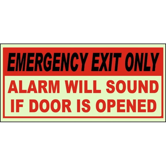 Vinyl Stickers - Emergency Exit Only Sign - Safety and Warning Warehouse Signs Stickers - 3.5" x 5" - 6 Pack