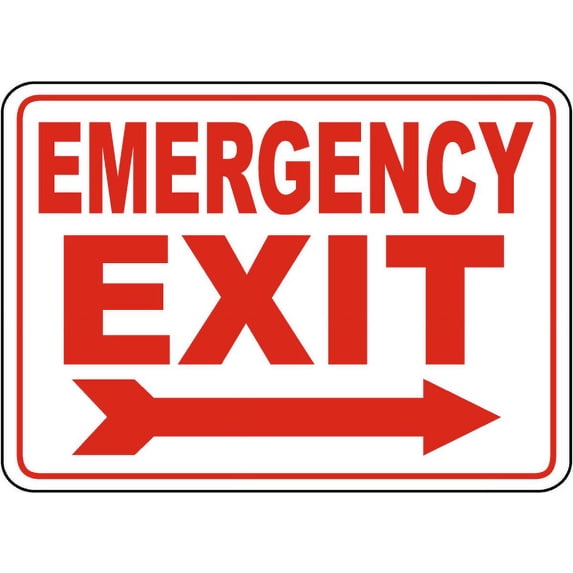 Vinyl Stickers - Emergency Exit (Right Arrow) Sign - Safety and Warning Warehouse Signs Stickers - 24" x 30" - 3 Pack