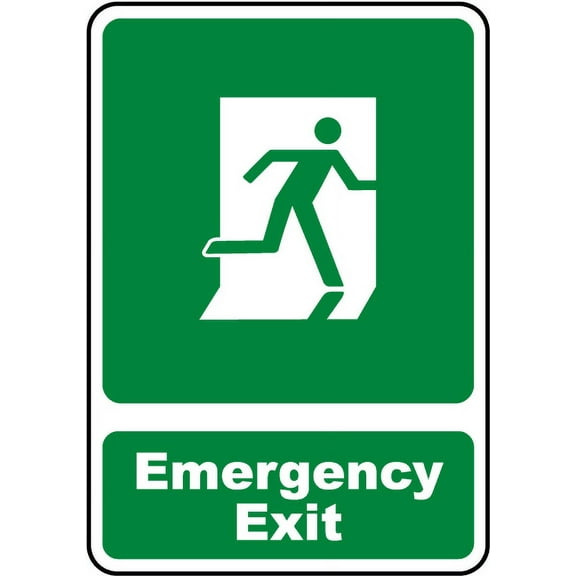 Vinyl Stickers - Emergency Exit Sign F6 - Safety and Warning Warehouse Signs Stickers - 3.5" x 5" - 3 Pack