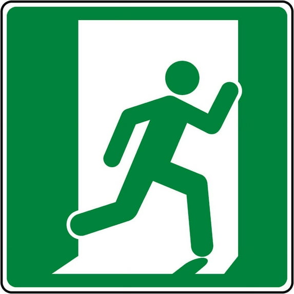 Vinyl Stickers - Emergency Exit Symbol (Right) Sign - Safety and Warning Warehouse Signs Stickers - 18" x 24" - 3 Pack