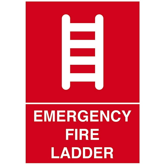 Vinyl Stickers - Emergency Fire Ladder Sign - Safety and Warning Warehouse Signs Stickers - 24" x 30" - 3 Pack