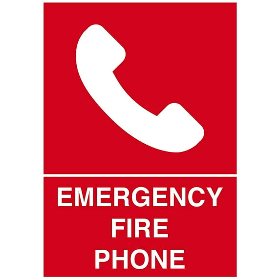 Vinyl Stickers - Emergency Fire Phone Sign - Safety and Warning Warehouse Signs Stickers - 3.5" x 5" - 10 Pack