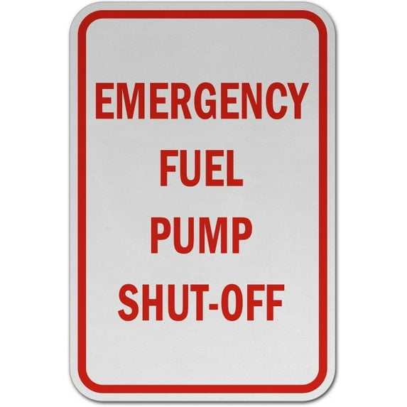 Vinyl Stickers - Emergency Fuel Pump Shut-Off Sign - Safety and Warning Warehouse Signs Stickers - 13" x 9" - 3 Pack