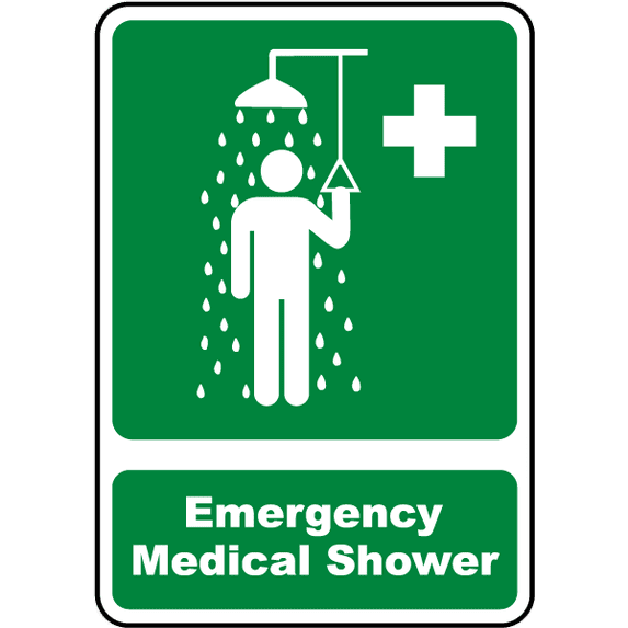 Vinyl Stickers - Emergency Medical Shower Sign - Safety and Warning Warehouse Signs Stickers - 18" x 24" - 6 Pack