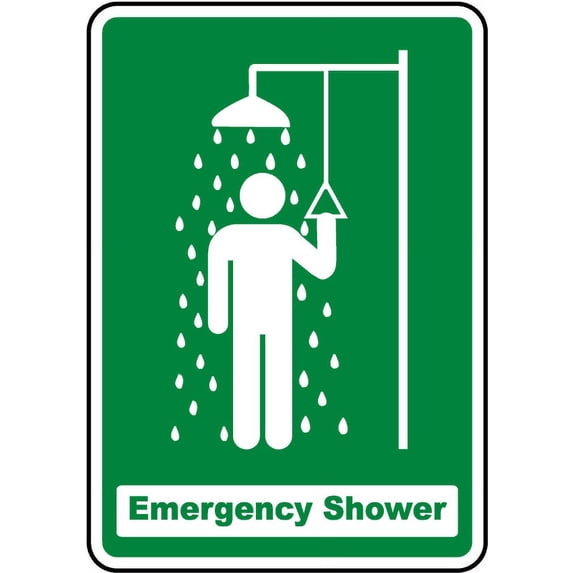 Vinyl Stickers - Emergency Shower Sign 3 - Safety and Warning Warehouse Signs Stickers - 24" x 30" - 10 Pack