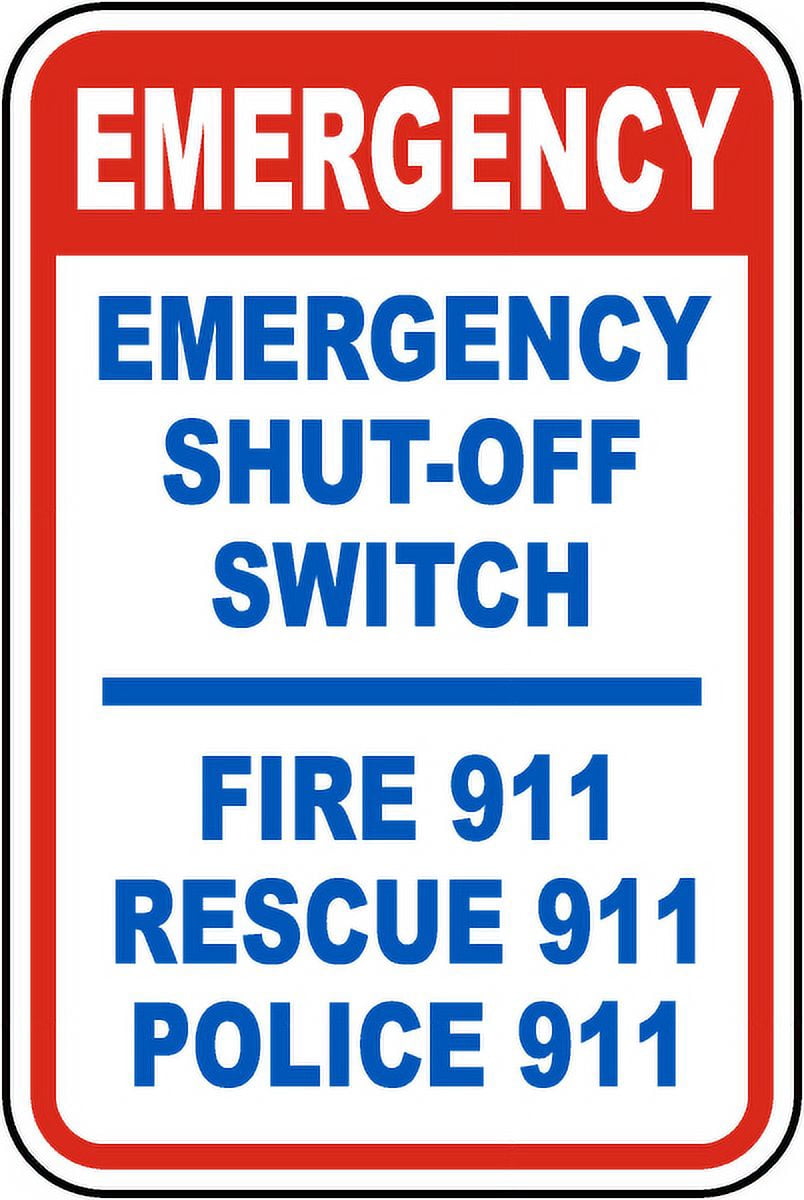 Kill Switch Sign Vinyl Stickers - Emergency Shut-Off Switch 911 Sign - Safety and ...
