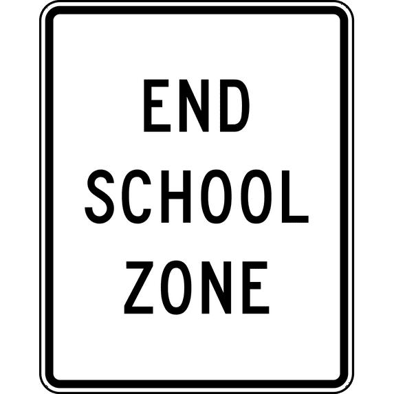 Vinyl Stickers - End School Zone (Usually Under an R2 Speed Limit Sign) - Safety and Warning Warehouse Signs Stickers - 18" x 24" - 6 Pack