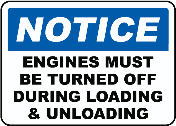 Vinyl Stickers - Engines Must Be Turned Off Sign - Safety and Warning ...