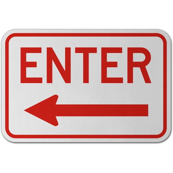 Vinyl Stickers - Enter (Left Arrow) Sign G6 - Safety and Warning Warehouse Signs Stickers - 10" x 7" - 10 Pack