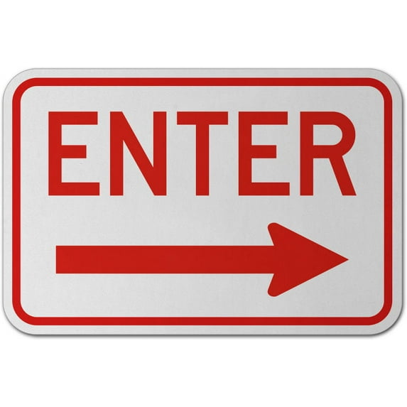 Vinyl Stickers - Enter (Right Arrow) Sign G8 - Safety and Warning Warehouse Signs Stickers - 13" x 9" - 6 Pack