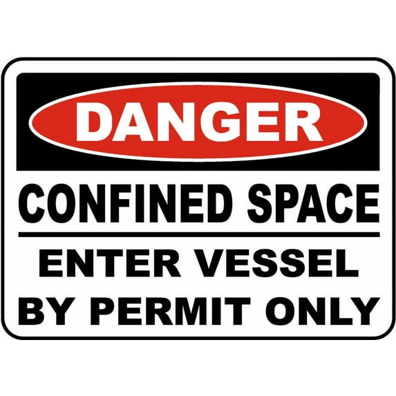 Vinyl Stickers - Enter Vessel by Permit Only Sign - Safety and Warning Warehouse Signs Stickers - 10" x 7" - 3 Pack