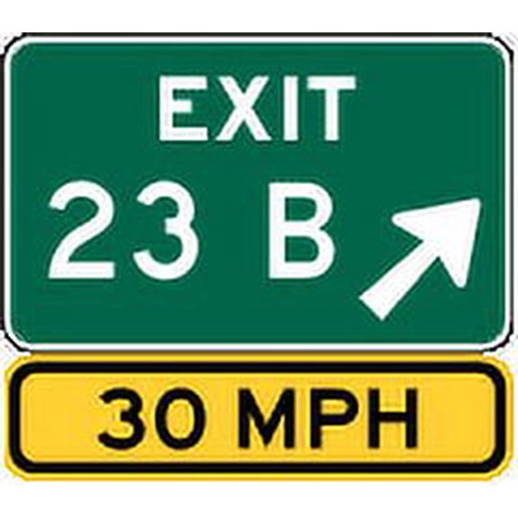 Vinyl Stickers - Exit Number Sign with Speed Advisory - Safety and Warning Warehouse Signs Stickers - 3.5" x 5" - 3 Pack