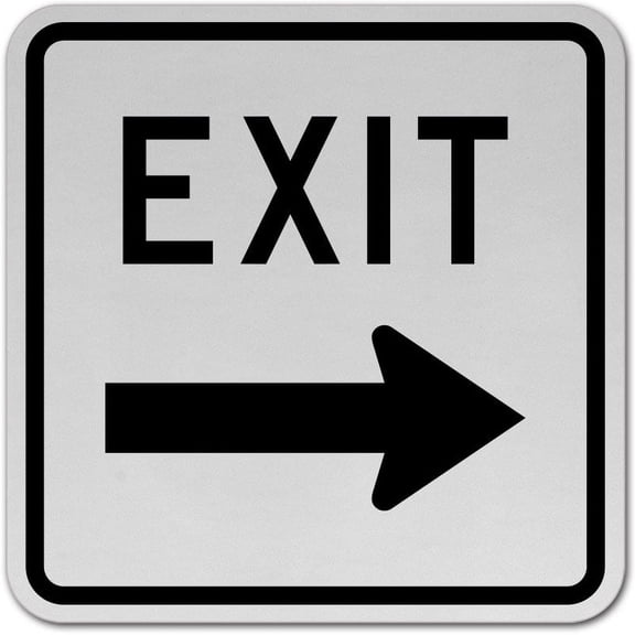 Vinyl Stickers - Exit (Right Arrow) Sign 2 - Safety and Warning Warehouse Signs Stickers - 13" x 9" - 3 Pack