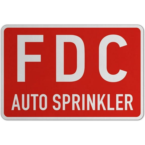 Vinyl Stickers - FDC Auto Sprinkler Sign L8 - Safety and Warning Warehouse Signs Stickers - 10" x 7" - 6 Pack