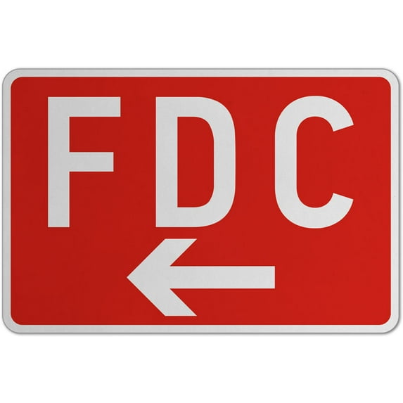 Vinyl Stickers - FDC (Left Arrow) Sign - Safety and Warning Warehouse Signs Stickers - 10" x 7" - 10 Pack