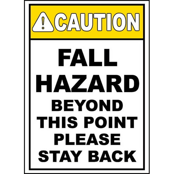 Vinyl Stickers - Fall Hazard Beyond This Point Sign - Safety and Warning Warehouse Signs Stickers - 18" x 24" - 3 Pack