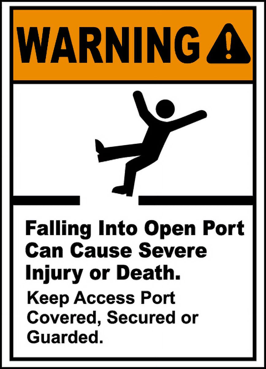 Port Protection Sticker Vinyl Stickers - Falling Into Open Port Can Injure Sign - Safety and ...