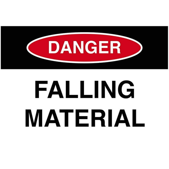 Vinyl Stickers - Falling Material Sign - Safety and Warning Warehouse Signs Stickers - 13" x 9" - 10 Pack