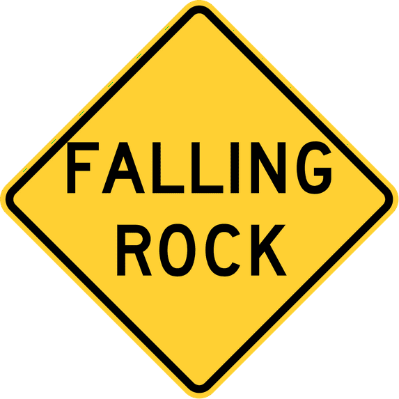 Vinyl Stickers - Falling Rock, Colorado, North Carolina - Safety and Warning Warehouse Signs Stickers - 13" x 9" - 3 Pack