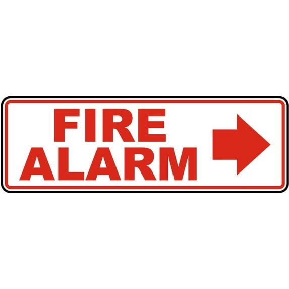 Vinyl Stickers - Fire Alarm (Right Arrow) Sign - Safety and Warning Warehouse Signs Stickers - 18" x 24" - 10 Pack