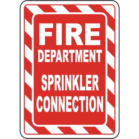 Vinyl Stickers - Fire Department Sprinkler Connection Sign 3 - Safety and Warning Warehouse Signs Stickers - 24" x 30" - 3 Pack