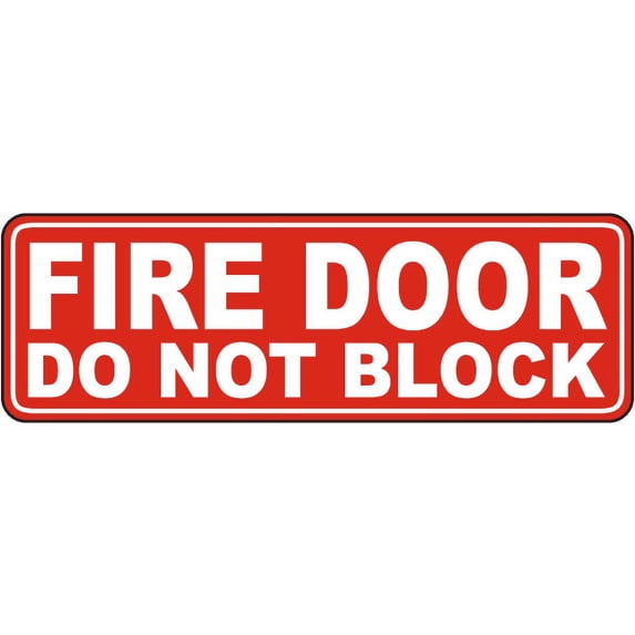 Vinyl Stickers - Fire Door Do Not Block Sign M9 - Safety and Warning Warehouse Signs Stickers - 3.5" x 5" - 3 Pack