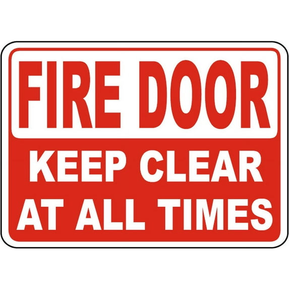 Vinyl Stickers - Fire Door Keep Clear at All Times Sign - Safety and Warning Warehouse Signs Stickers - 24" x 30" - 10 Pack