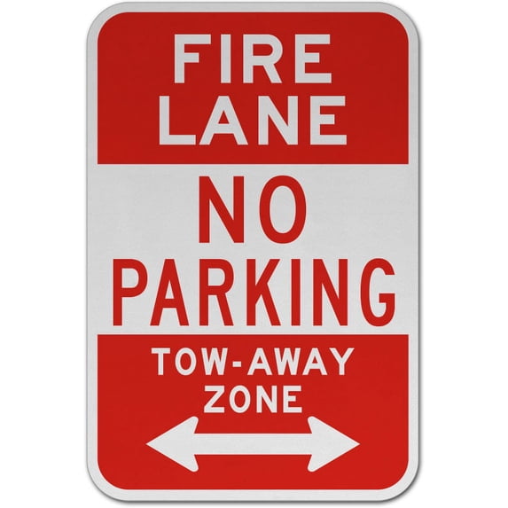 Vinyl Stickers - Fire Lane No Parking Tow Away Zone Sign O1 - Safety and Warning Warehouse Signs Stickers - 18" x 24" - 6 Pack