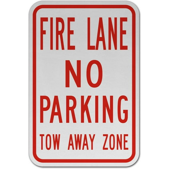 Vinyl Stickers - Fire Lane No Parking Tow Away Zone Sign O3 - Safety and Warning Warehouse Signs Stickers - 24" x 30" - 3 Pack